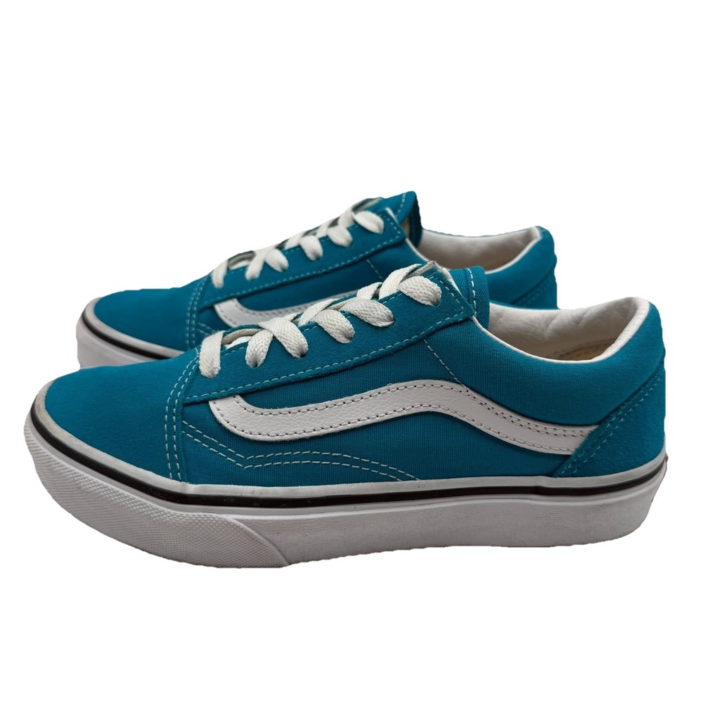 Vans Old Skool Kids Sz 3 Suede Canvas Sneakers Teal Low Top Skate‎ Shoes 751505
